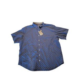 Van Heusen Mens Big & Tall Stretch Wrinkle-Free Short Sleeve Button-Up Shirt Nav